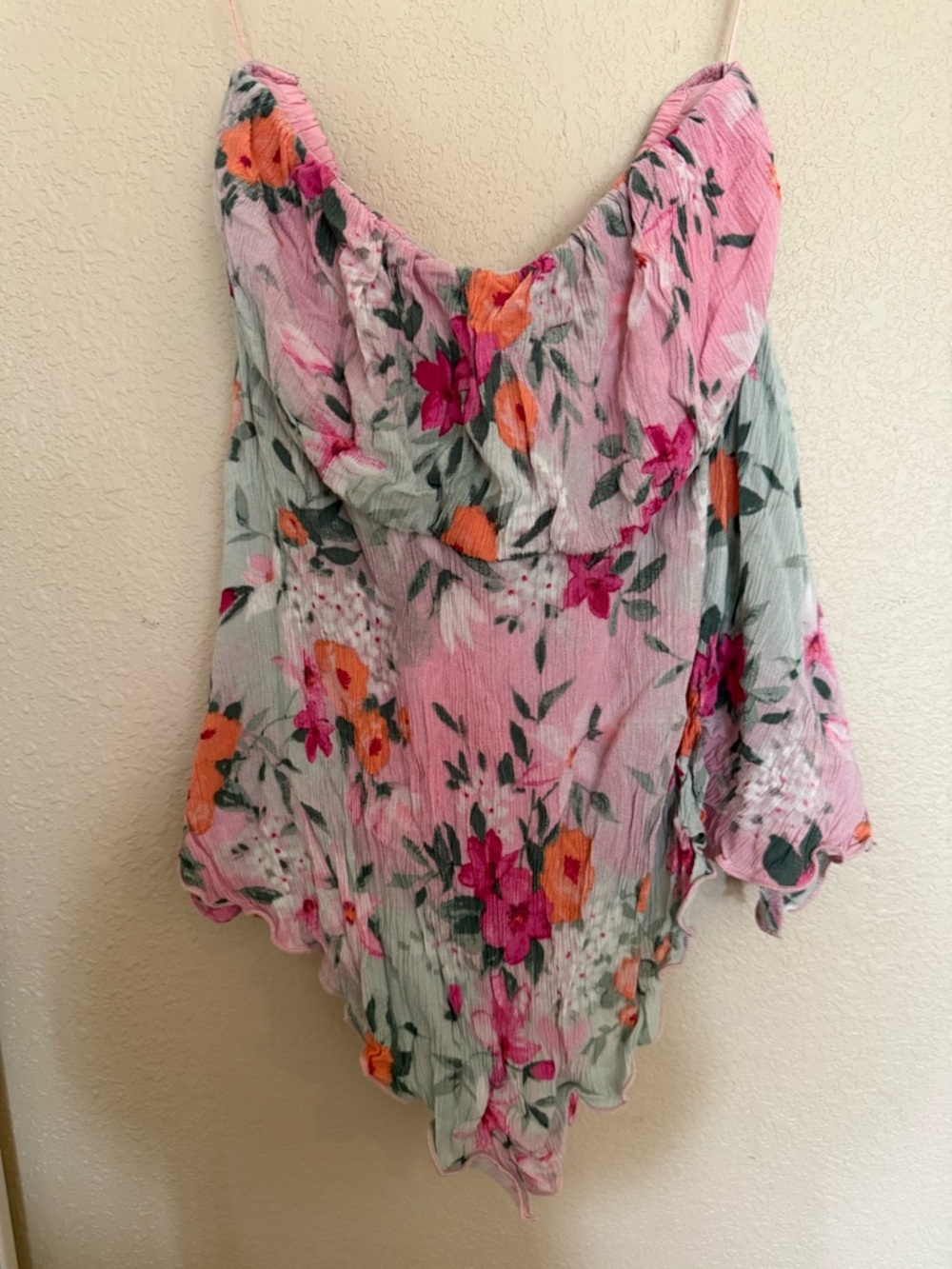 4 for $20 Hollister Pink Floral strapless top with Orange & Green Accents